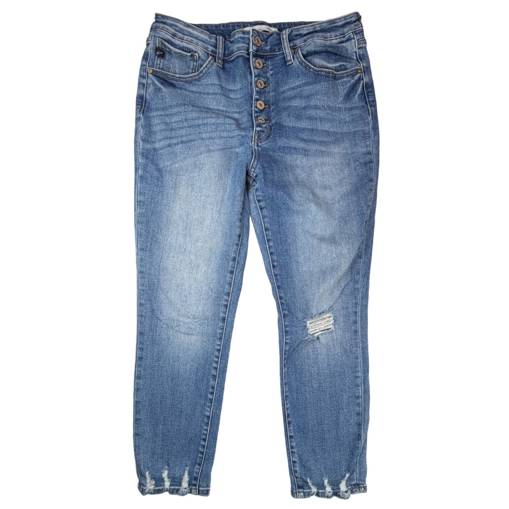 KanCan Maurices Womens High Rise Skinny Jeans Button Fly Distressed Blue Size 30